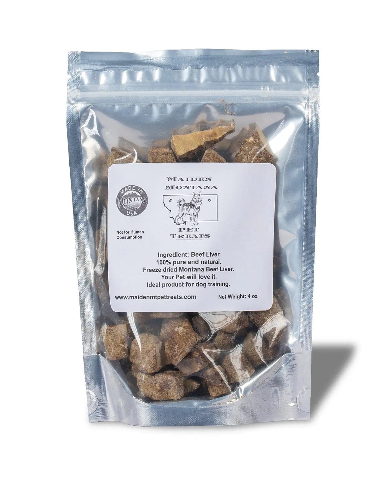 Freeze-Dried Beef Liver Treats - 4oz. Maiden Montana Pet Treats Front